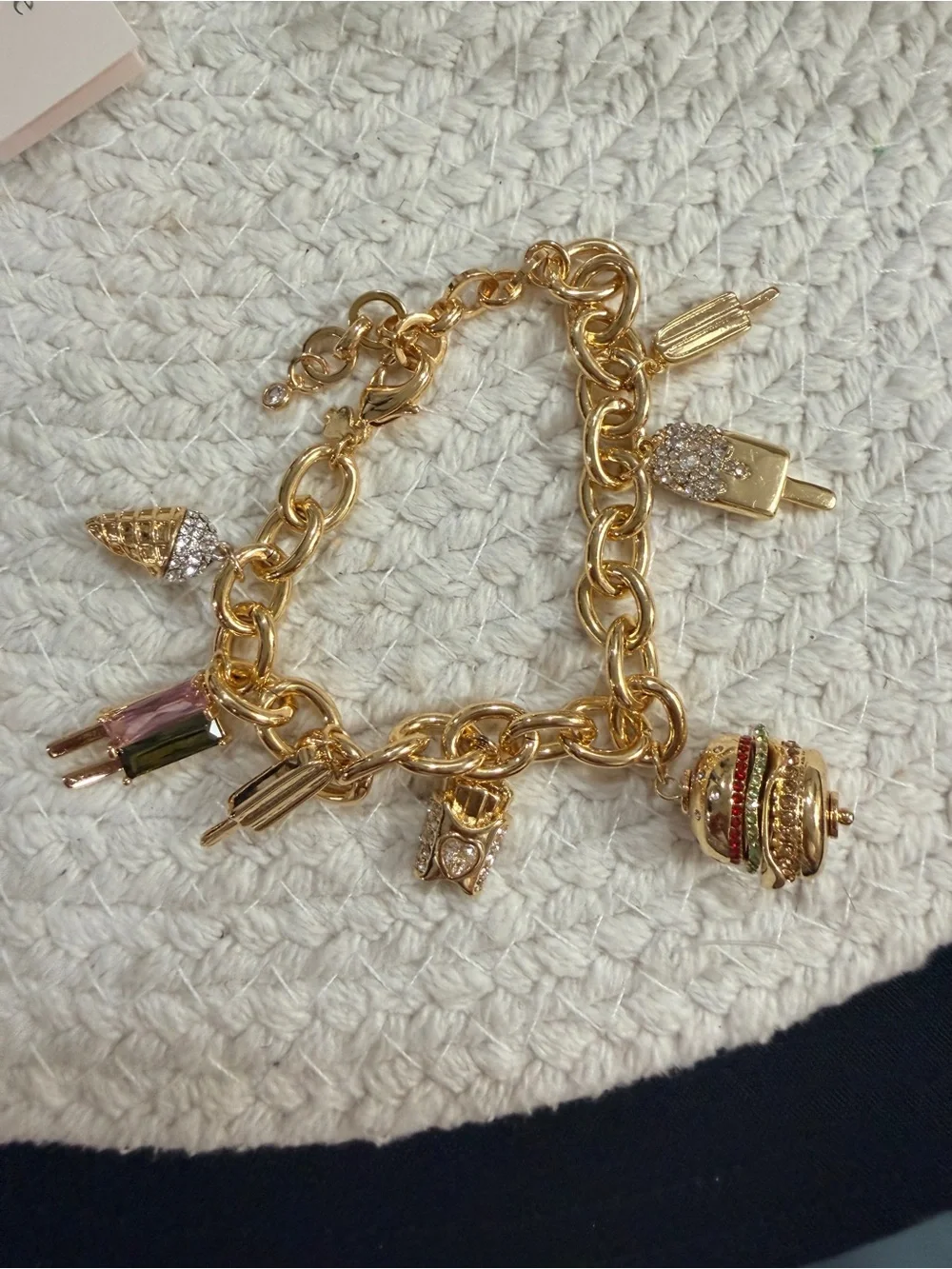 Kate Spade NWT Fast Food Charm Bracelet- Gold + Dust Bag - Picture 4 of 9